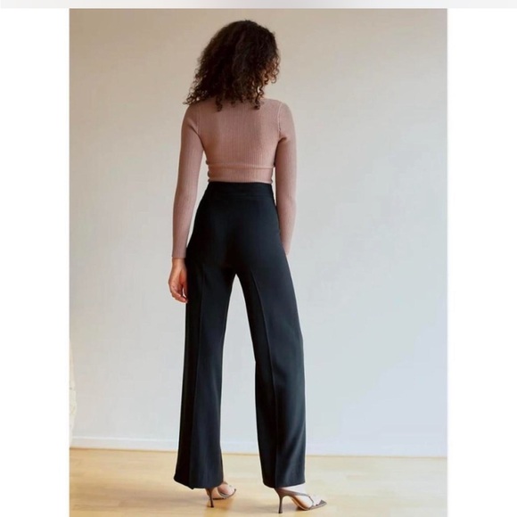 NWT Aritzia Babaton Lincoln High Waist Wide Leg Pant in Black - size 0 - Picture 3 of 8